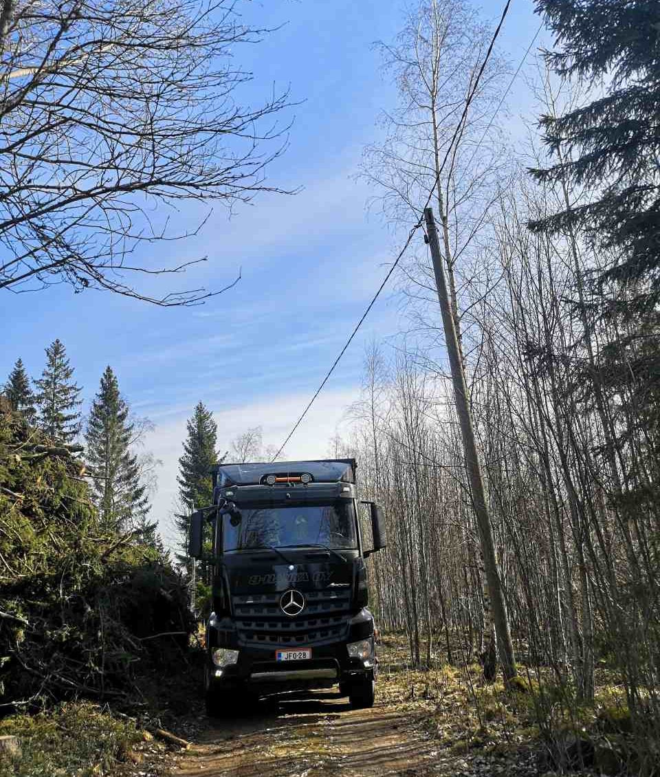 musta kuorma-auto metsä